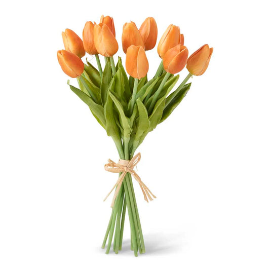 14 Inch Orange Silk w/Real Touch Tulip Bundle