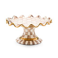Mocha Check Ceramic Fluted Cake Stand
