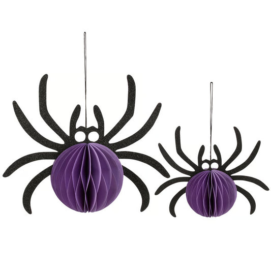 Glitter Spiders Paper Decor Set