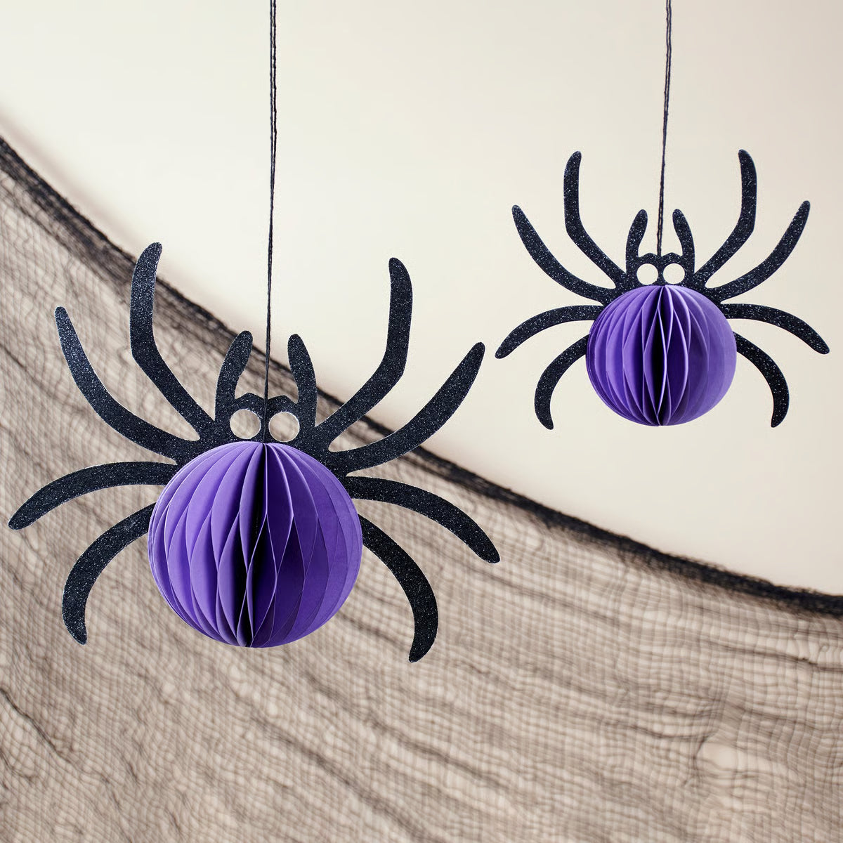 Glitter Spiders Paper Decor Set