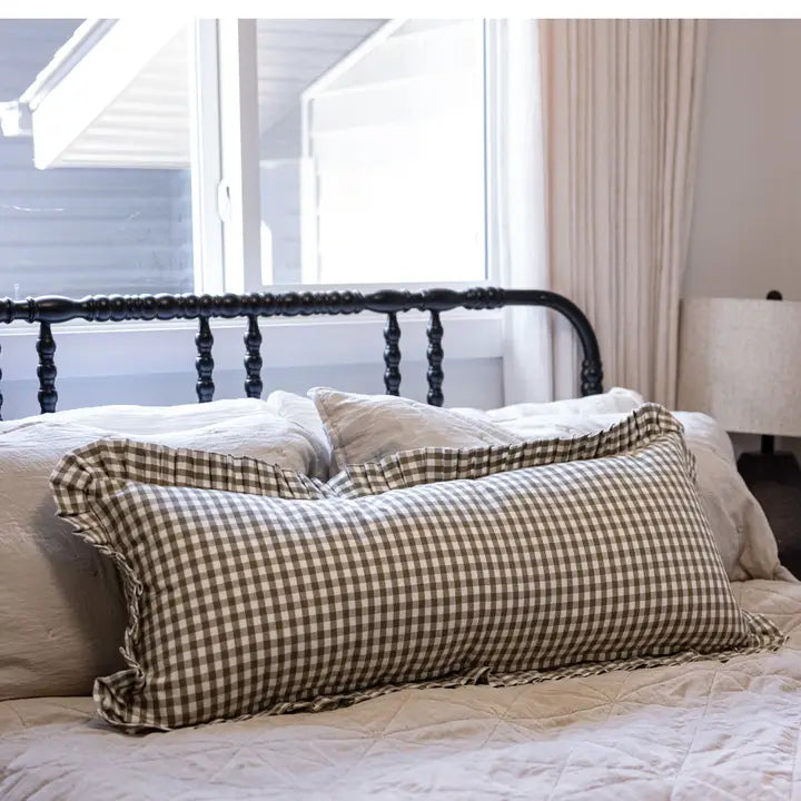 Ruffle Bolster Olive Gingham