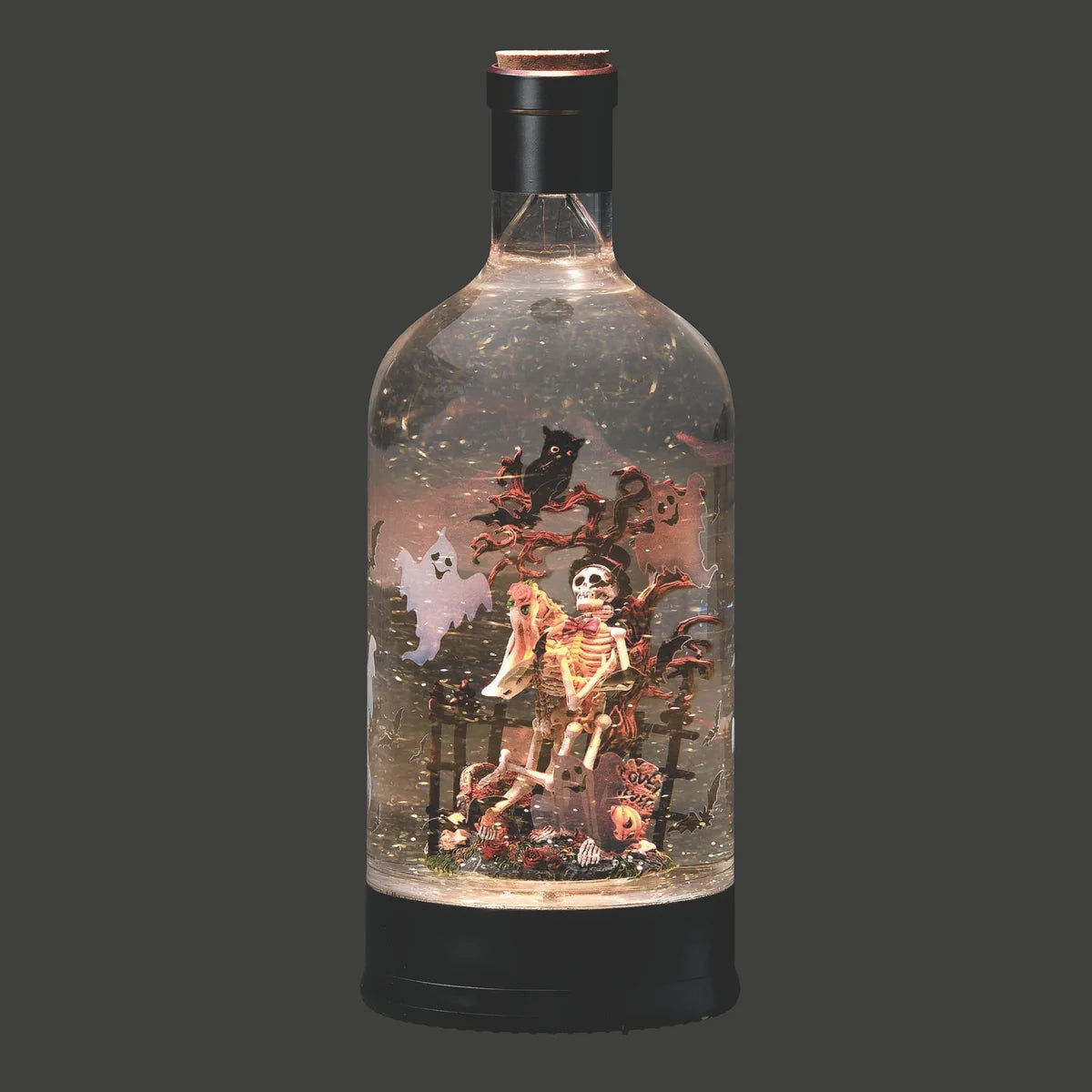 Lighted Swirl Halloween Scene Bottle