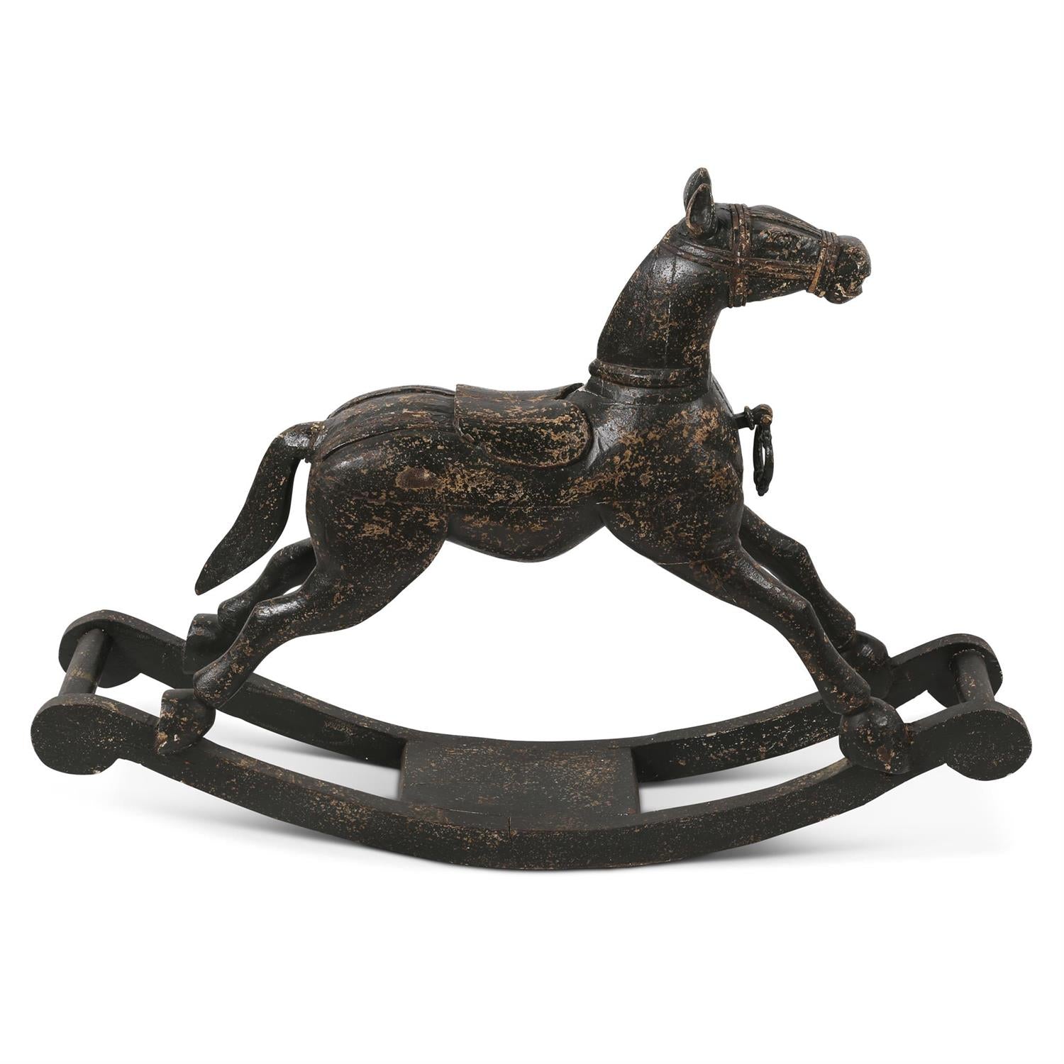 Black Painted Wooden Rocking Horse
