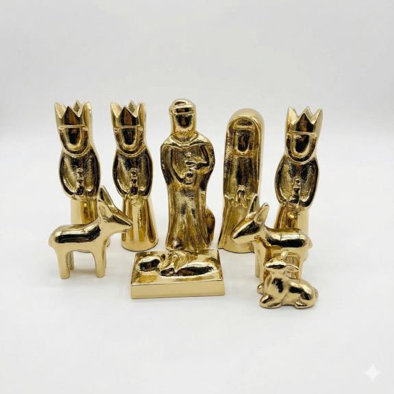 Aluminum Nativity Christmas Set of 9