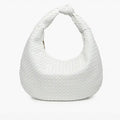 White Valentina Woven Hobo w/ Knotted Handle