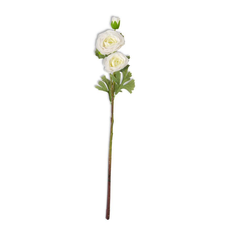 White Real Touch Triple Bloom Ranunculus Stem
