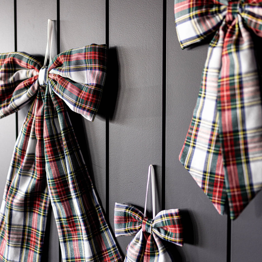 Holiday Plaid Fabric Bows Large