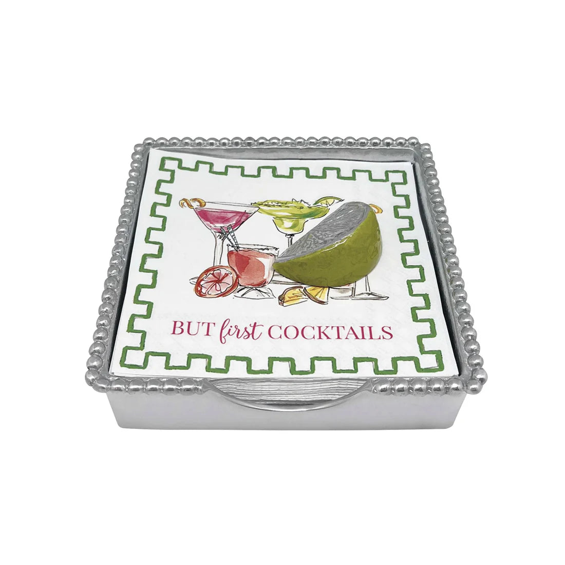 White Golf Ball Beaded Napkin Box Set