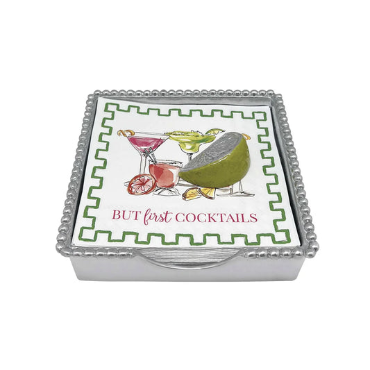 White Golf Ball Beaded Napkin Box Set