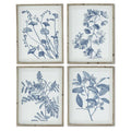 Wood Framed Blue & White Botanical Print