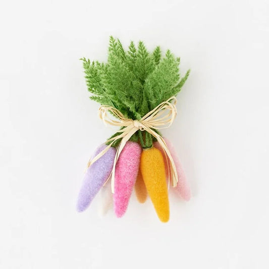 Flocked Colored Carrot Lg Cluster of 6