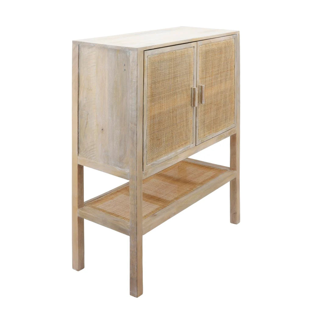 Contemporary Wood, 35x48 2-Rattan Door Cabinet, Natural