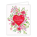 Happy Valentine's Day Red Heart with Flowers Greeting Card