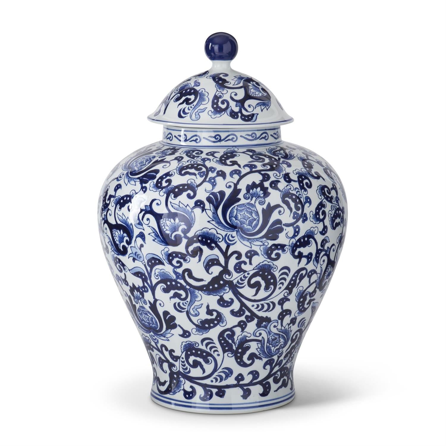 Blue & White Chinoiserie Ceramic Lidded Container