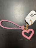 Pink Glitter Heart Keychain