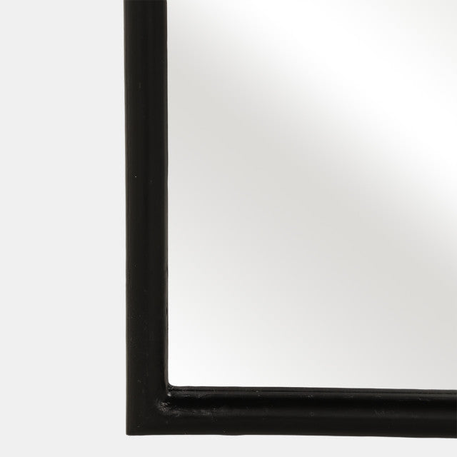 Thick Frame Arched Leaner Mirror, Black
