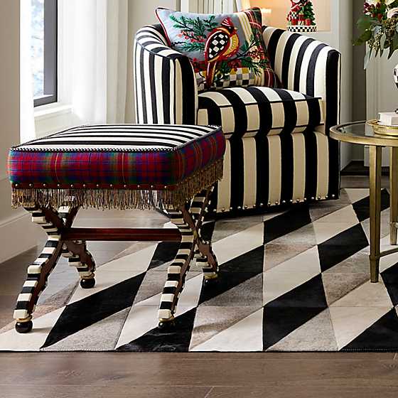 On Wall Street Stripe Cushioned Accent Stool