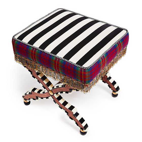 On Wall Street Stripe Cushioned Accent Stool