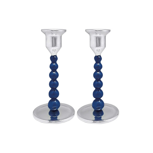 Blue Pearled Small Candlestick