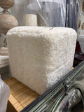 White Cube Fluff Foot Stool