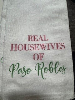 Real Housewife Kitchen Towel /Pink and Green “Paso Robles “