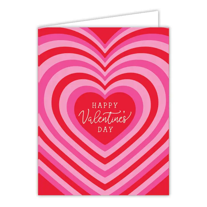 Happy Valentine's Day Concentric Hearts Greeting Card