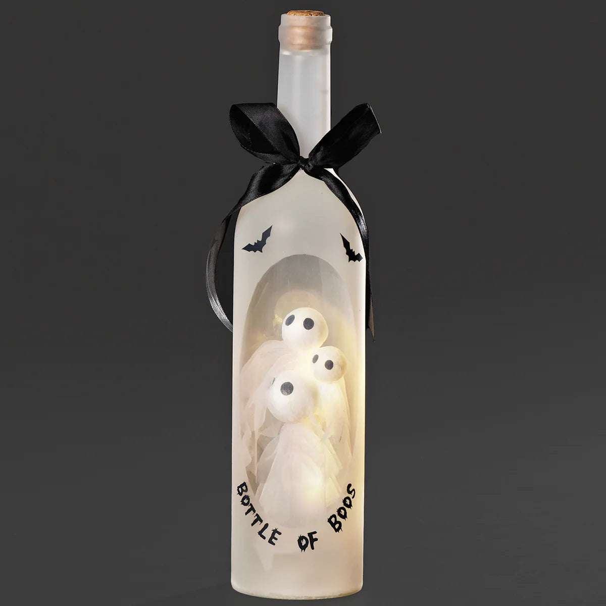 Lighted Bottle of Boos with Three Ghosts