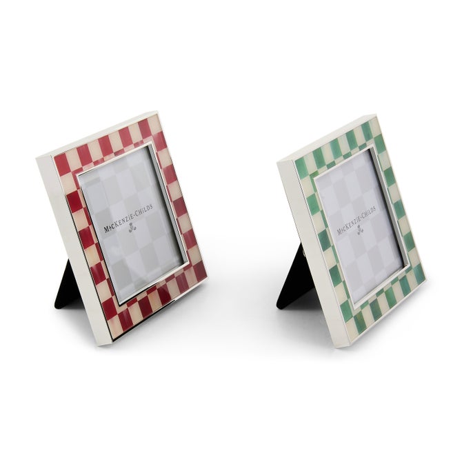 Cherry & Emerald Check Silver Plated Frames, Set of 2