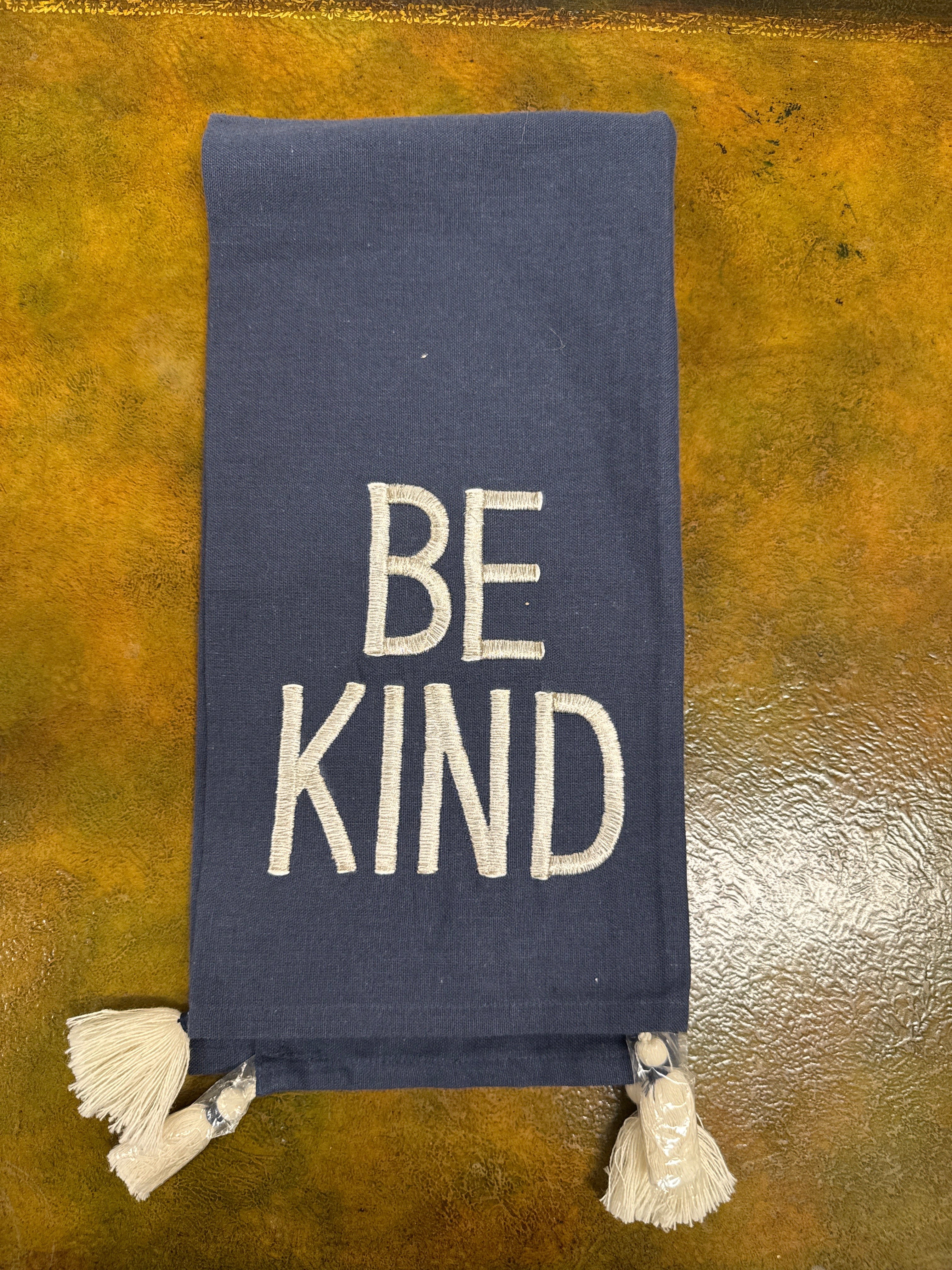 Navy Be Kind Tea Towel