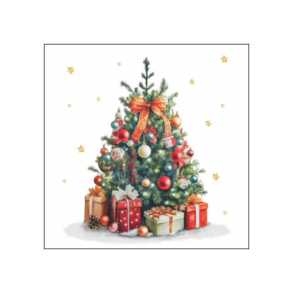 Decorated Christmas Tree • Beverage Napkins
