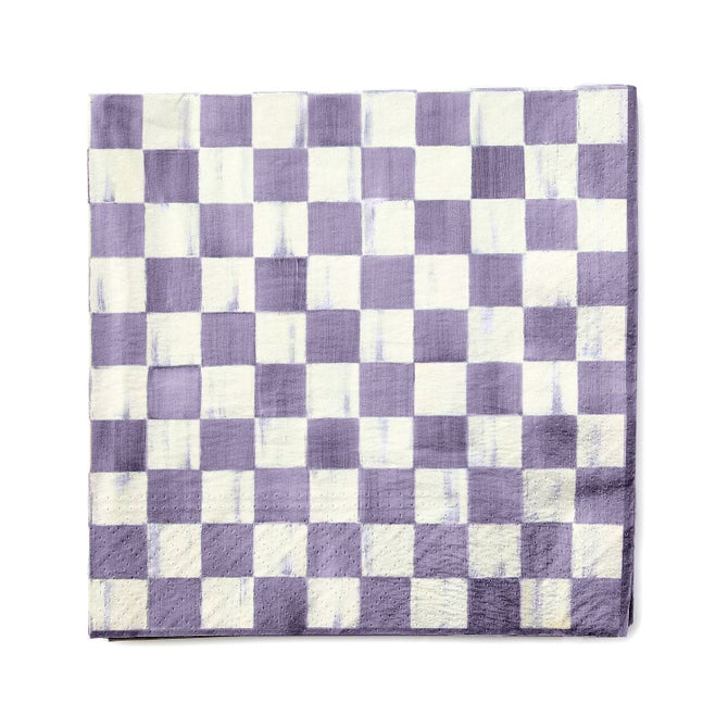 Violet Check Dinner Paper Napkins