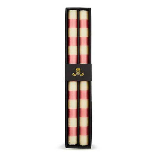Bands Pink Dinner Candles, Set of 2