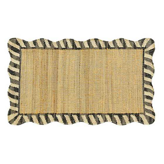 Jute Scalloped Black and White 3' x 5' Rug