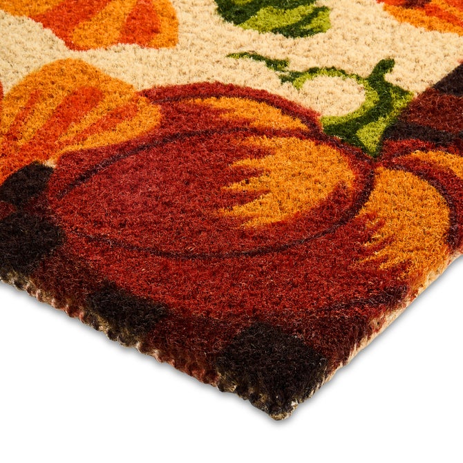 Checked Pumpkin Harvest Entrance Mat