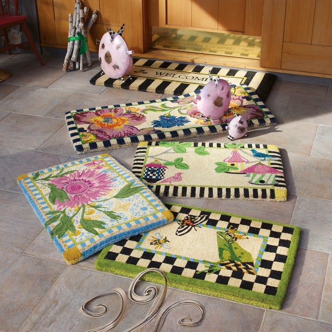 Welcome Awning Stripe Double Door Entrance Mat