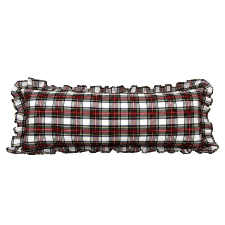 Ruffle Bolster Holiday Plaid Pillow