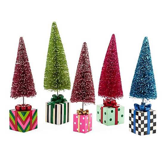 Granny Kitsch Bottle Brush Gift Trees, Set of 5