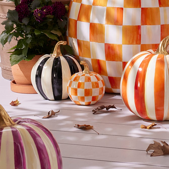 Orange Check Mini Pumpkin