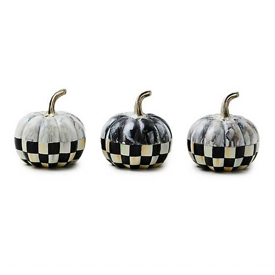 Courtly Check Marbled Mini Pumpkins, Set of 3