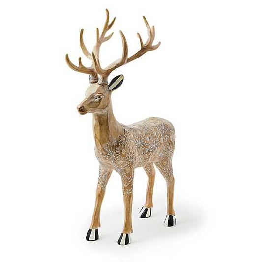 Farmhouse Holiday Standing Block Print Deer Figurine