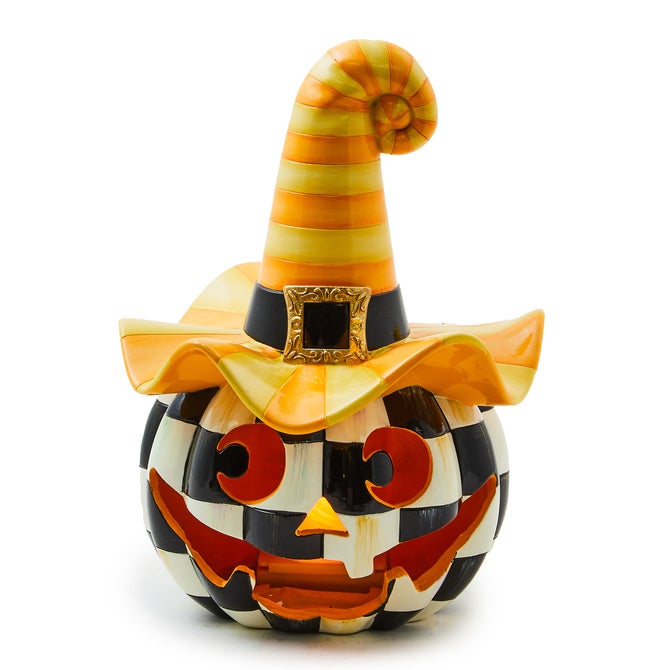 Illuminated Happy Jack Pumpkin with Yellow Hat