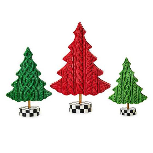 Cozy Christmas Cable Knit Trees, Set of 3