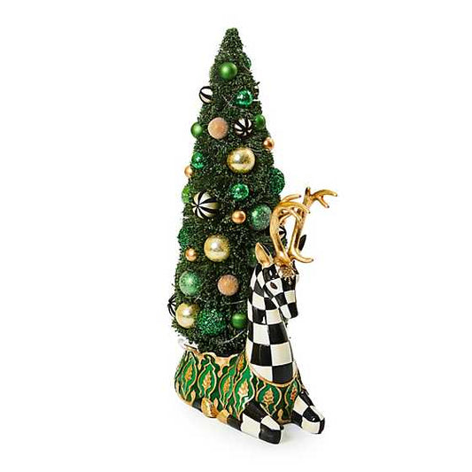 Emerald Luxe Illuminated Deer Bottle Brush Tree