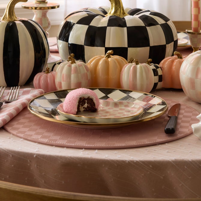 Rosy Check Pumpkin Ceramic Dessert Plates, Set of 4