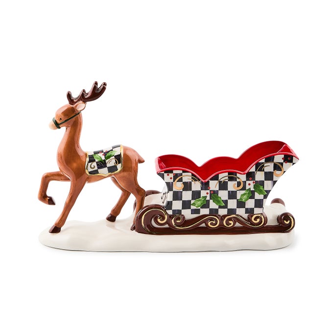 Holly Deer Sleigh Ceramic Candy Dish - Thumbnail 2
