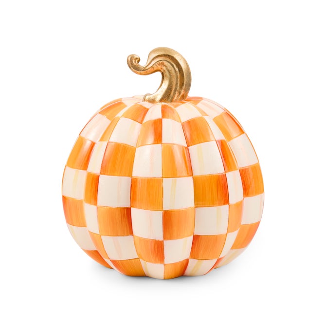 Orange Check Small Illuminated Jack O'Lantern