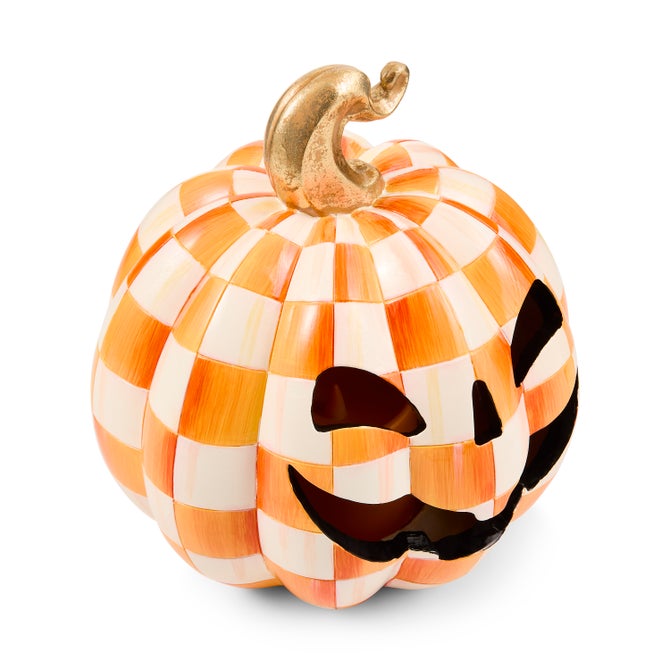 Orange Check Small Illuminated Jack O'Lantern