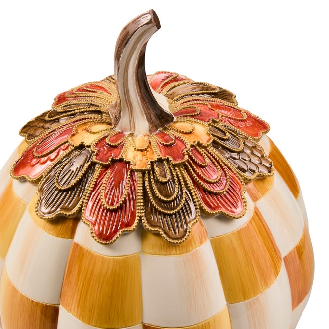 Harvest Glow Amber Check Pumpkin
