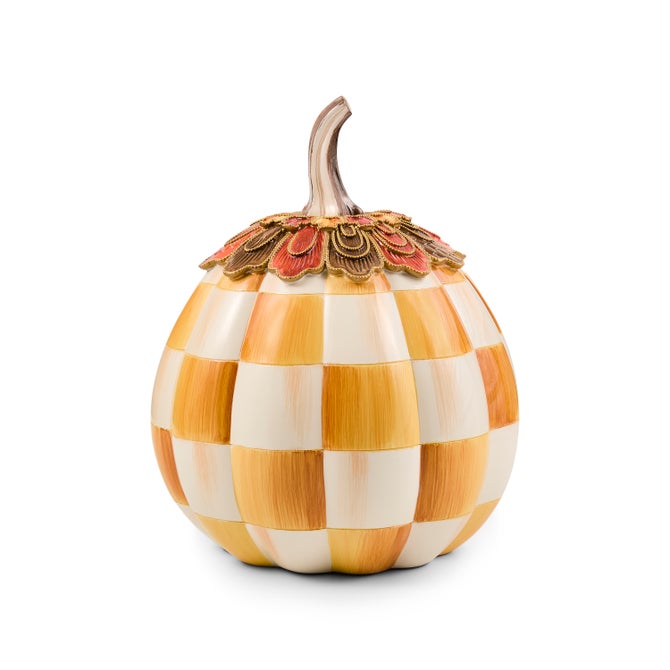 Harvest Glow Amber Check Pumpkin