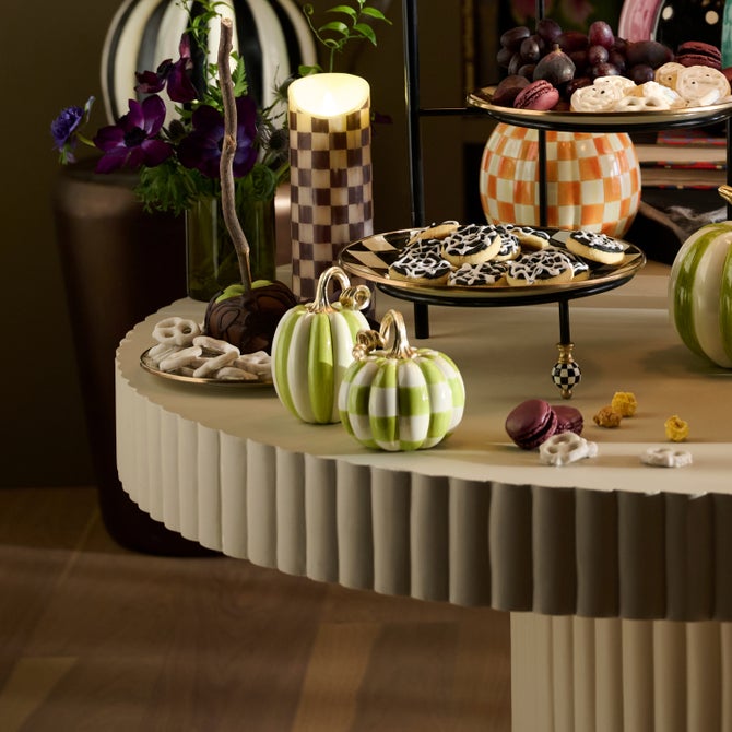 Moss Check and Stripe Petite Pumpkins, Set of 2